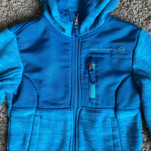 Free Country Teal Fleece Hooded Zip Up Jacket - Picture 3 of 13